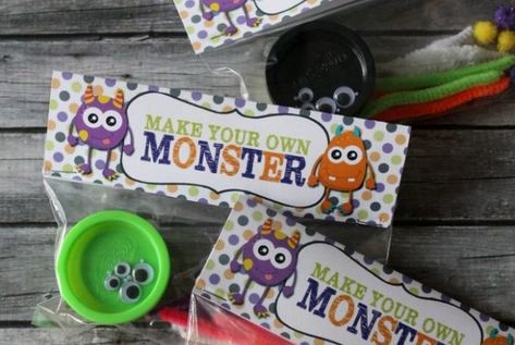 Play-doh Monster Kit Idea & Free Tag Printable Halloween Playdoh Favor, Playdoh Halloween Favors, Make A Monster Play Doh, Play Dough Monster Kit, Halloween Play-doh Monster Kits, Make Your Own Monster, Teal Pumpkin Project, Classroom Halloween Party, Halloween Party Activities