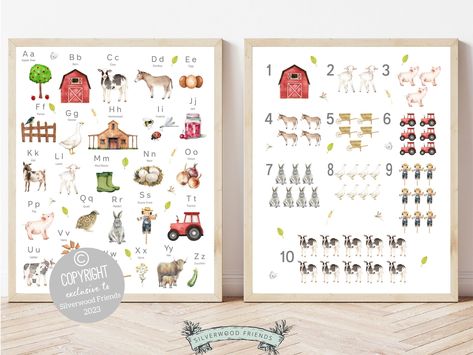 Farm Alphabet and Numbers Print, Farm Animals Nursery Wall Art, Farm Animal Poster, Educational Prints, ABC Alphabet Poster, Abc Printable - Etsy Farm Alphabet, Farm Animals Nursery, Abc Printable, Educational Prints, Farm Animal Nursery, Abc Printables, Animal Wall Art Nursery, Animals Nursery, Animal Poster