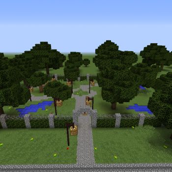 Park Minecraft Ideas, Minecraft Graveyard Ideas, Minecraft Park Idea, Park Minecraft, Minecraft Park, Minecraft Dog, Minecraft Building Blueprints, Minecraft Town, Minecraft Garden