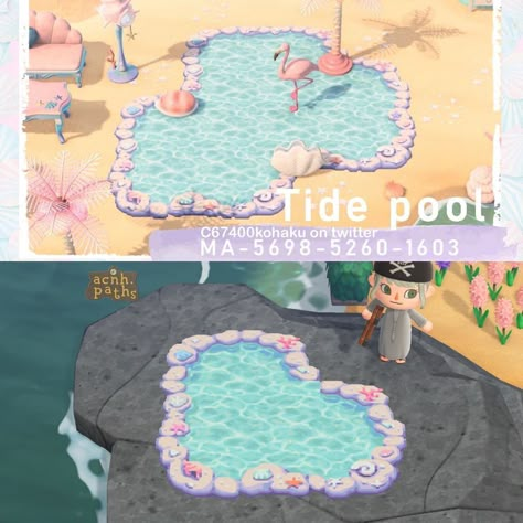 @acnh.paths shared a photo on Instagram: “This tide pool by C47600kohaku on twitter will spice up any beach area! Add some flamingoes, weeds, and a few sitting areas and you have a…” • Aug 13, 2020 at 1:30pm UTC Acnh Flamingo Pond, Animal Crossing Mermaid Design, Mermaid Island Acnh, Mermaid Core Animal Crossing, Mermaid Island Animal Crossing, Acnh Tide Pool Design, Animal Crossing Pond Code, Mermaidcore Animal Crossing, Acnh Mermaid Codes