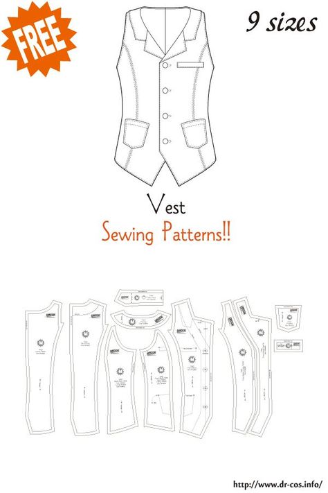 This is the pattern of Vest. inch size(letter size) Children's-4,8,10/Ladies'-S,M,L,LL/Men's-L,LL cm size(A4 size) Children's-100,120,140/Ladies'-S,M,L,LL/Men's-L,LL Added the number of fabric meters required for each size Men's Vest Pattern Sewing, Mens Vest Sewing Pattern Free, Free Printable Vest Pattern, Suit Sewing Pattern Mens, Mens Vest Sewing Pattern, Mens Vest Pattern Free Sewing, Sewing Patterns Free Men, How To Make A Vest Out Of Fabric, Men’s Vest Pattern