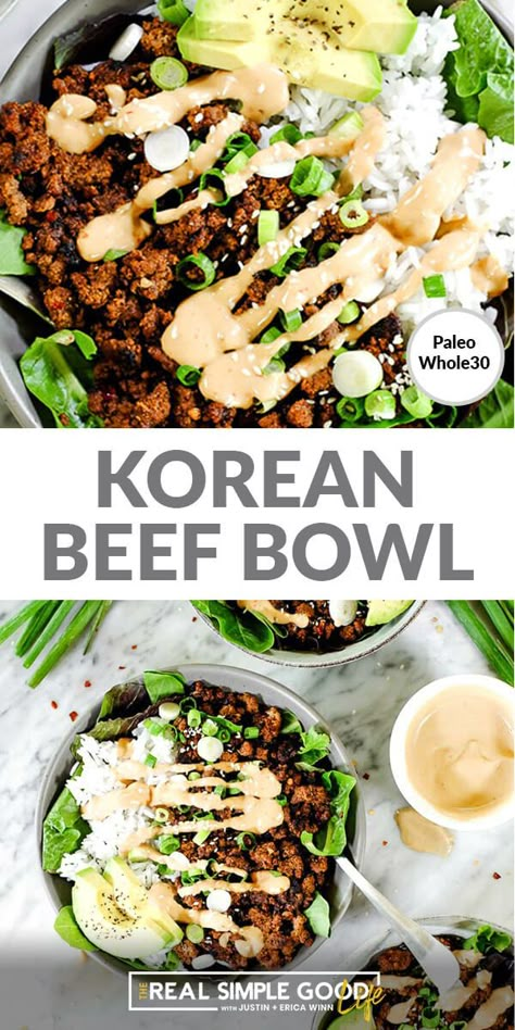 Korean Beef Bowl, Beef Bowl, Bowls Recipes, Bowl Meals, Healthy Bowls Recipes, Beef Ground, Korean Beef, Easy Meatloaf, Healthy Bowls