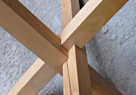 Tripod Joint Diy Tripod, Wood Joining, Timber Joints, Small Space Bathroom Design, Table Detail, Diy Table Legs, Wood Table Legs, Wood Table Bases, Joinery Details