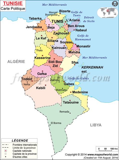 Tunisie Carte Tunisia Map, Africa Destinations, Mediterranean Sea, North Africa, Tunisia, Sicily, Kenya, Boundaries, Travel Tips