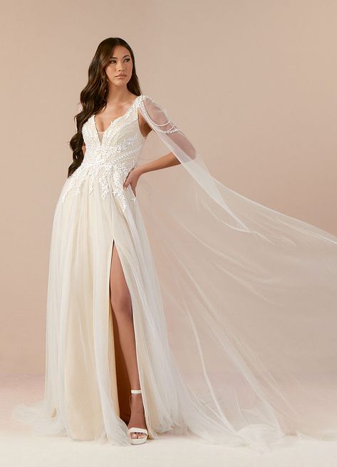 Ethereal Dress Goddesses, Goddess Wedding Dress, Goddess Wedding, Wedding Dresses Diamonds, Chapel Train Wedding Dress, Cape Wedding Dress, White Champagne, Wedding Dress Train, Goddess Dress