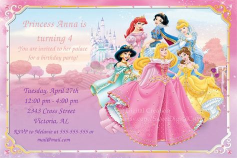 Disney Princess Printable Invitation, Princess Party Invitation, Digital Burthday Party Invitations on Etsy, US$9,00 Happy Birthday Disney Princess, Birthday Tarpaulin, Birthday Tarpaulin Design, Disney Princess Invitations, Happy Birthday Disney, Princess Birthday Party Invitations, Princess Party Invitations, Princess Birthday Invitations, Princess Invitations