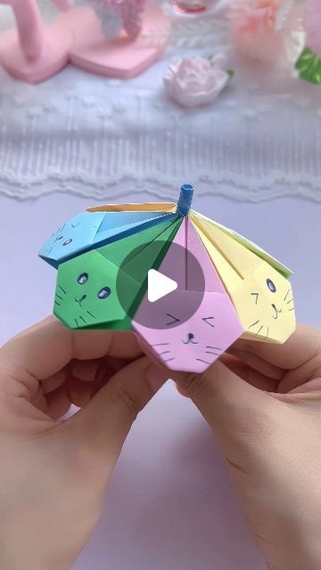 paper crafts creator on Instagram: "Kitty Umbrella Origami Tutorial 
#OrigamiTutorial #Parent-childcraft #HandmadeOrigami #Origami #UmbrellaOrigami" Origami Umbrella, Paper Crafts For Kids, Umbrella, Origami, Crafts For Kids, Paper Crafts, Instagram