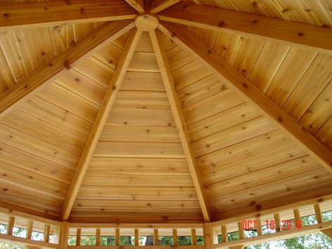 Gazebo Ceiling Ideas, Round Gazebo, Gazebo Roof, Gazebo Plans, Tub Enclosures, Ceiling Trim, Roof Ceiling, Cathedral Ceilings, Outdoor Pavilion