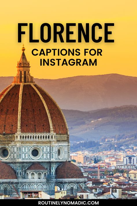 City and church with Florence Captions for Instagram Florence Quotes, Florence Sightseeing, Florence Bucket List, Florence Instagram, Florence Sunset, Summer Quotes Instagram, Puns Quotes, Florence Photography, Romantic Italy