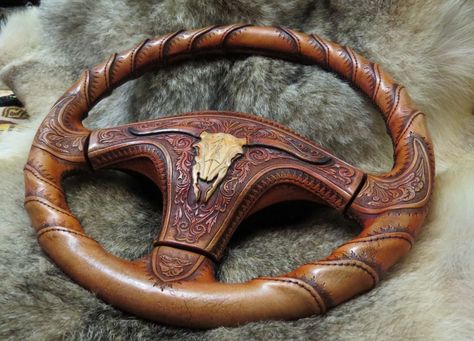 Western Car, Leather Working Projects, Car Upholstery, Truck Interior, Cute Car Accessories, Leather Carving, Truck Stuff, Leather Art, Leather Ideas