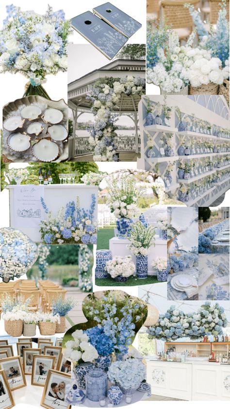 Wedding Colora, Whimsical Wedding Theme, Wedding Color Schemes Blue, Coastal Blues, Chinoiserie Wedding, Baby Blue Weddings, Wedding Collage, Blue And White Wedding, White Wedding Decorations