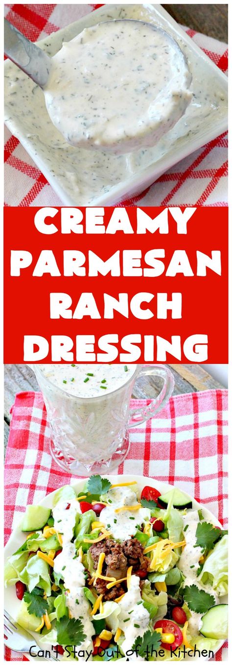 Garlic Parmesan Ranch Dressing, Parmesan Ranch, Parmesan Ranch Dressing, Homemade Ranch Dressing Mix, Taco Salad Dressing, Keto Salad Dressing, Best Salad Dressing, Vinaigrette Dressing Recipe, Delicious Salad Dressings