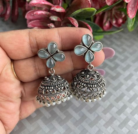 Oxidised Jewellery Earrings, Minimalist Accessories Jewellery, Trendy Silver Jewelry, Jewelry Necklace Simple, Ethereal Jewelry, Jhumka Designs, Indian Accessories, Antique Jewellery Designs, Antique Silver Jewelry