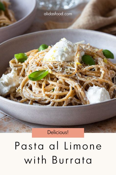 Pesto Pasta With Burrata Cheese, Burrata Lemon Pasta, Buratta Recipe, Pasta Burrata, Lemon Basil Pasta, Burrata Pasta, Basil Pasta, Lime Recipes, Feta Pasta