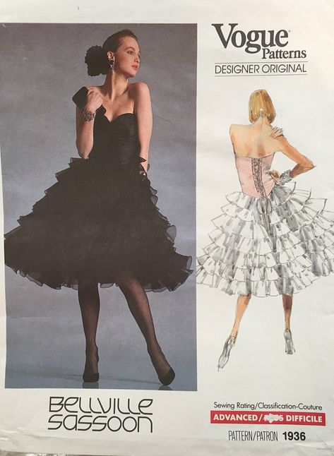 Rare Vintage Vogue Belville Sassoon Cocktail Dress w Lace-Up Bellville Sassoon, Ruffle Dresses, Vintage Vogue Sewing Patterns, Special Event Dresses, Vogue Pattern, Vogue Patterns, Vintage Vogue, Fashion Over 50, Size 6 Dress