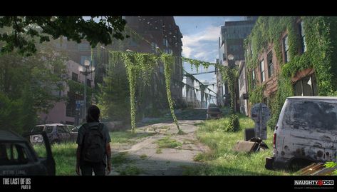 ArtStation - The Last of Us: Part 2 - Seattle Bus Cable Ivy, Kristian Llana Last Of Us Environment, Last Of Us Concept Art, Zombie Pose, Apocalypse Landscape, Concept Art Gallery, Last Of Us Part 2, Apocalypse Aesthetic, Post Apocalyptic Art, Apocalypse Art