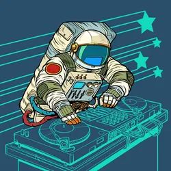 Disco astronaut dances Royalty Free Vector Image Dance Vector, Retro Vector Illustration, Pop Art Retro, Turn Table Vinyl, Retro Vector, 60s Style, Vintage Kitsch, Music Performance, Music Poster