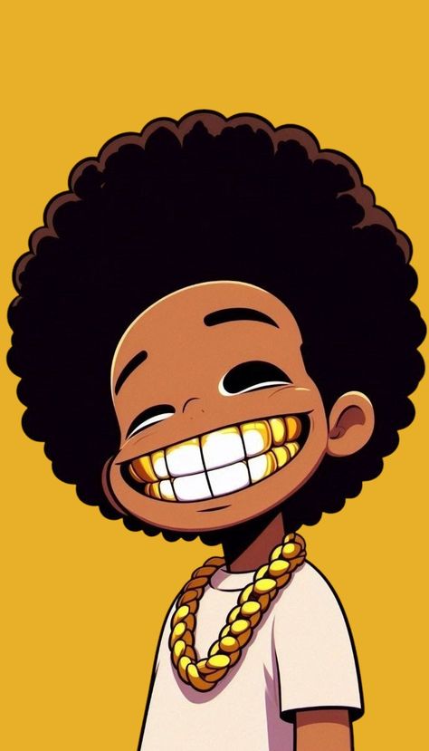 Black Man Cartoon Character, Swag Cartoon Character, Static Wallpapers, Afro Cartoon, Pfp For Boys, Yellow Cartoon Characters, Camp Lazlo, Biker Photos, Gold Tooth