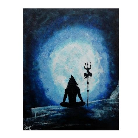 Shiv Painting Canvases, Lord Shiva Painting Canvases Acrylics, Mahadev Painting Easy, Mahakal Painting, Shivling Painting, Shiva Acrylic Painting, Shadow Painting, Painting Canvases, Lord Shiva Painting