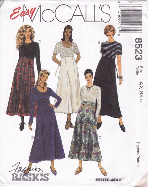 Mccalls Patterns Vintage, High Waisted Dress, Gored Skirt, High Waist Long Skirt, Paper Dress, Motif Vintage, Butterick Sewing Pattern, Ankle Length Dress, Miss Dress