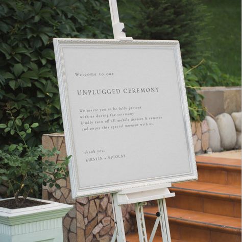 $35.40 | Modern Unplugged Ceremony Wedding Sign #modern minimalist, boho chic, unique, diy sign, unplugged ceremony, wedding sign, no phones cameras, simple, elegant, poster Cell Phone Free Ceremony Sign, Ceremony Wedding Sign, Unplugged Sign, Wedding Sign Modern, Elegant Poster, Unplugged Ceremony Sign, Unplugged Ceremony, Ceremony Sign, Ceremony Signs