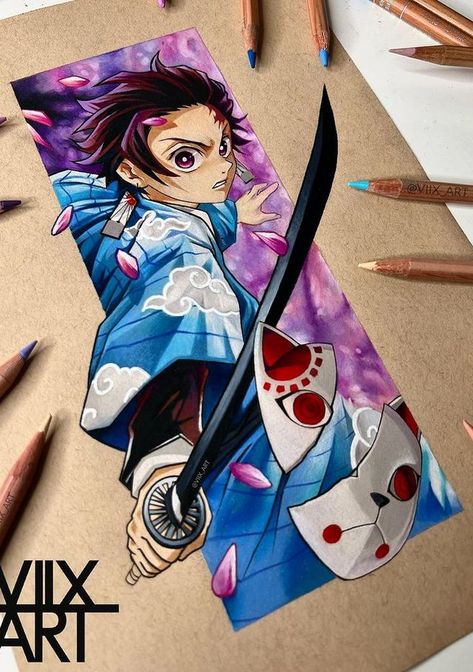 Cool Demon Slayer Drawings, Tanjiro Pencil Sketch, Tanjiro Art Drawing, Demon Slayer Sketch Pencil Tanjiro, Demon Slayer Pencil Art, Tanjiro Drawing, Naruto Drawings With Color, Tanjiro Art, Anime Drawing Sketches