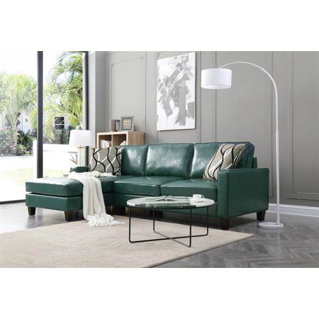 Glenbrook Turquoise Faux Leather Sectional - Walmart.com - Walmart.com Green Leather Sectional, Luxurious Beds, Faux Leather Sectional, Blue Sectional, Leather Sectional Sofa, Luxurious Bed, Durable Furniture, Color Turquoise, Leather Sectional