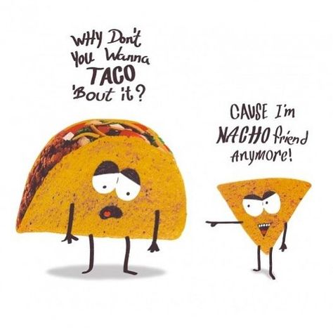 🌮Let's Taco Bout It!  HAHA 😂 Food Jokes, Punny Jokes, Punny Puns, Funny Food Puns, Taco Humor, Corny Jokes, Cute Puns, Puns Jokes, Food Puns