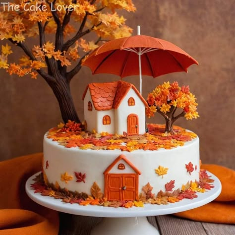 Autumn Cake Decorating Ideas, Fondant Fall Cakes, Autumn Cake Ideas Birthday, Autum Cakes Ideas, Fall Decorated Cakes Autumn Leaves, Fall Birthday Cakes, Biscuit Decoration, Amazing Food Decoration, Thanksgiving Cakes