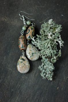 #Druid Earrings with Forest Fairy Aesthetic, Forest Jewelry, Evil Eye Protection, Fairy Aesthetic, Protection Amulet, Ancient Artifacts, Ocean Jasper, Eye Protection, Selling Jewelry