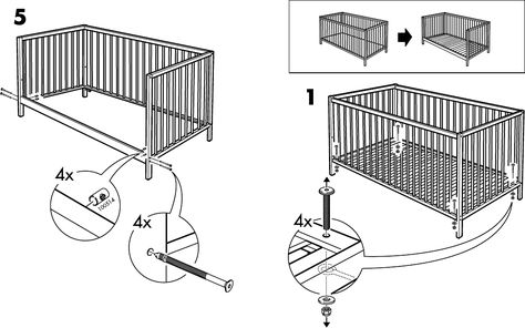 SNIGLAR - Page 3 of IKEA Crib Assembly Instructions | ManualsOnline.com Ikea Sniglar Hack Crib, Ikea Crib Hack Sniglar, Ikea Singular Crib Hack, Ikea Sniglar Hack, Ikea Baby Bed, Ikea Crib Hack, Sniglar Hack, Ikea Sniglar Crib, Ikea Crib