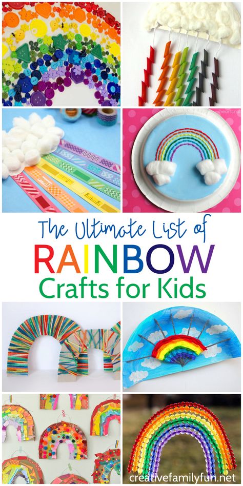 Rainbows! Find all the best crafts in this Ultimate List of Rainbow Crafts for Kids. The ideas are fun, colorful, and easy to make. You'll find so many ideas that you'll love to create. Rainbow Crafts Preschool, Rainbow Crafts For Kids, Easy Toddler Crafts, Rainbow Activities, Rainbow Yarn, Kids Rainbow, Rainbow Crafts, Rainbow Theme, Crafts For Kids To Make