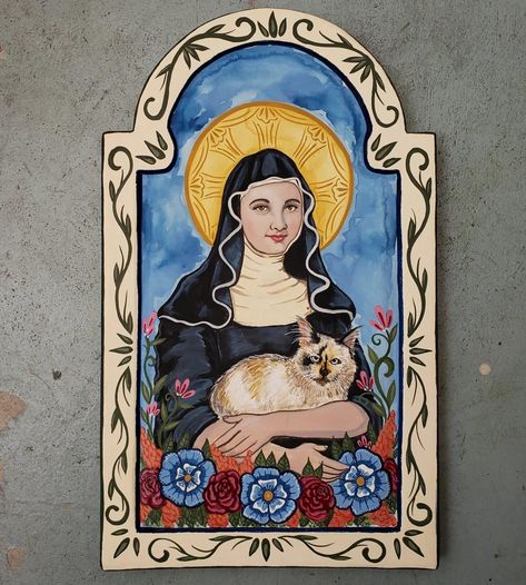 Biblical Prints, Patron Saint Of Cats, Saint Gertrude, Cat Projects, Patron Saints, All About Cats, Cat Love, Tattoo Ideas, Jesus