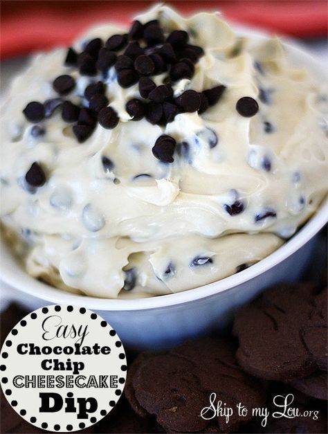 FAST and easy chocolate chip cheese cake dip! Whip it up in no time! www.skiptomylou.org Chocolate Chip Cheesecake Dip Recipe, Chocolate Chip Cheesecake Dip, Cake Dip Recipe, Cheesecake Dip Recipe, Chocolate Chip Dip, Cake Dip, Cheesecake Dip, Chocolate Chip Cheesecake, Sweet Dips