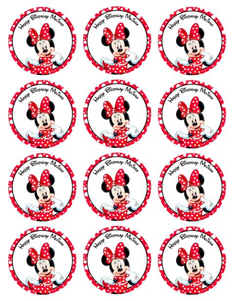 Minnie Mouse Red Edible Cake Topper Party Image image and visual related images Minnie Mouse Printables, Minnie Mouse Cupcake Toppers, Mickey Mouse Printables, Minnie Mouse Gifts, Minnie Mouse Stickers, Minnie Mouse Cake Topper, Party Image, Minnie Mouse Cupcakes, Minnie Mouse Red