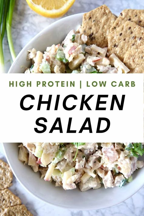 High Protein Chicken Salad, Low Carb Chicken Salad, High Protein Lunch Ideas, High Protein Lunch, Greek Yogurt Chicken Salad, Yogurt Chicken Salad, Healthy Chicken Salad Recipe, Greek Yogurt Chicken, Rotisserie Chicken Salad