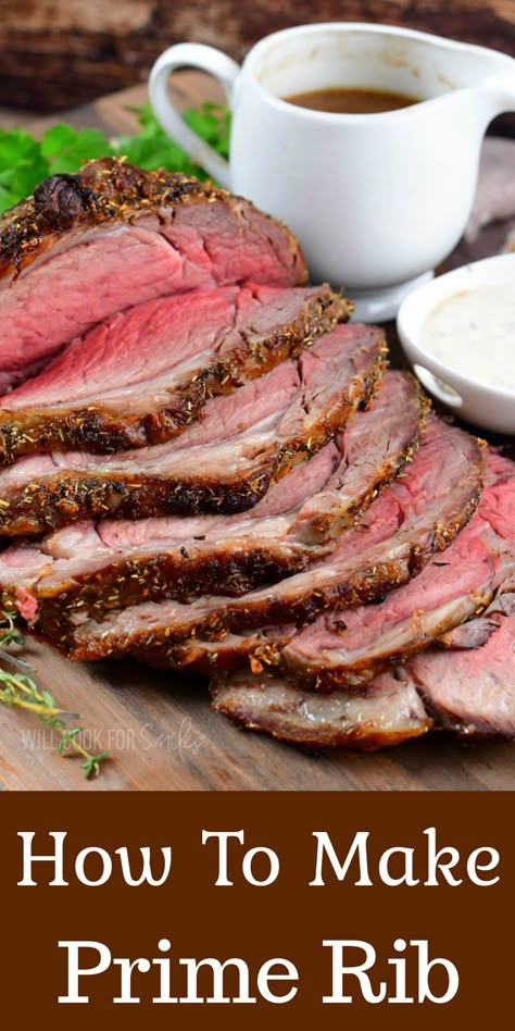 Your holiday dinners won’t be complete without a perfect Prime Rib at the center of the table. Prime Rib can also be called standing rib roast and I’m sharing my method for cooking it by slow roasting in the oven. Simply seasoned with salt and pepper, this steak lets its flavors shine and it is served with Red Wine Au Jus for dipping. Rib Roast Recipe Boneless, None In Prime Rib Roast, Prime Rib Roast Oven 500 Degrees, Poor Man's Prime Rib Round Roast, How Long To Cook A 8lb Prime Rib, Perfect Prime Rib Everytime, Prime Rib Steak, Prime Rib Roast Recipe, Ribeye Roast