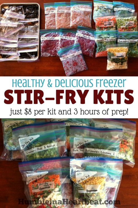 Save time and money by making these freezer stir-fry kits. There's nothing like having a healthy meal just waiting in the freezer on an insanely busy day! Freezer Dinners, Freezer Friendly Meals, Freezable Meals, Freezer Meal Planning, Make Ahead Freezer Meals, Crock Pot Freezer, Healthy Freezer Meals, Easy Freezer Meals, Freezer Meal Prep