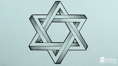 Drawing Impossible Star of David 19 David Tattoo Design, Jewish Star Tattoo, Bodhi Tattoo, Star Of David Tattoo, Draw A Star, David Tattoo, Impossible Triangle, Impossible Shapes, Armband Tattoo Design