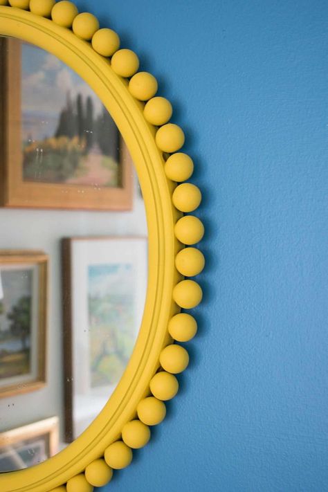 Paint Wall Around Mirror, Mirror Colors Frame, Diy Fun Mirror, Fun Mirror Frames, Frame Upcycle Diy, Circle Mirrors On Wall Decor, Colorful Mirror Frame, Upcycling Mirrors Frame Ideas, How To Frame A Mirror