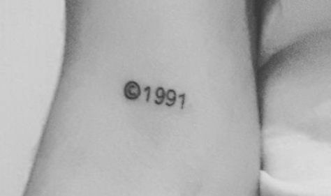 Copyright Birth Year Tattoo, Copyright Tattoo Year, Minimalist Tattoo Meaning, Paris Tattoo, Typography Tattoo, French Tattoo, Shape Tattoo, Delicate Tattoo, Initial Tattoo