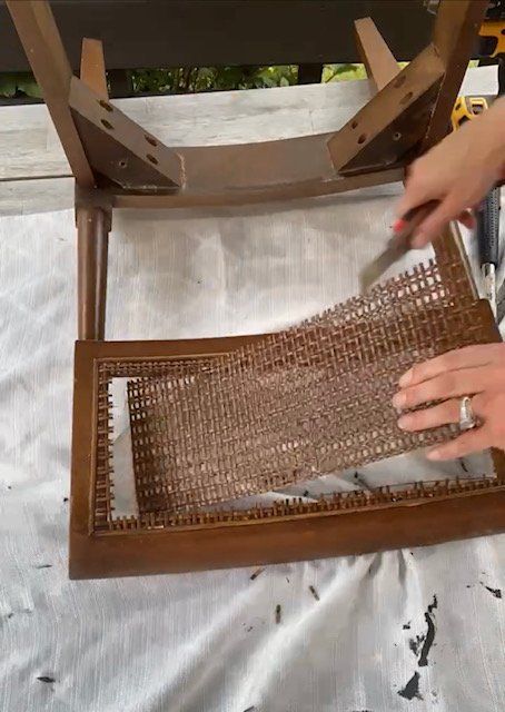 How to Remove and Replace Cane Webbing – Love Living Here Cane Webbing, Small Flat, Redo Furniture, Decor Idea, Drill Bits, Woodworking, Repair