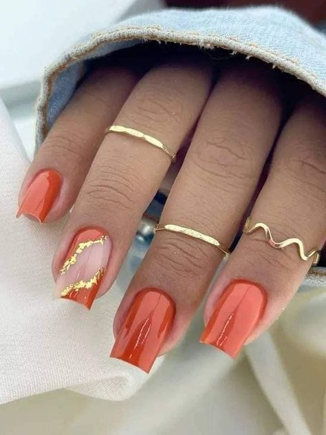 Nail Polish Art Designs, Orange Nail Designs, Queen Nails, Halloween Acrylic Nails, Diva Nails, Fancy Nails Designs, Beauty Nails Design, Orange And Gold, Short Acrylic Nails Designs