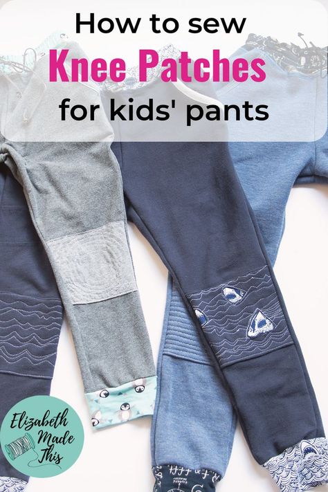 How To Patch Knee Holes In Pants, Knee Patches For Boys, Pants Patches, Kids Pants Pattern, Patches Ideas, Pants Patch, Creative Stitching, Mending Clothes, Something Creative