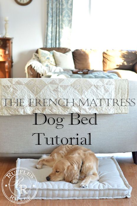 French Mattress Dog Bed and Tutorial Crib Mattress Dog Bed, Bed Tutorial, Diy Pet Bed, Mattress Dog Bed, French Mattress, A Beautiful House, Bed Boards, Diy Dog Bed, Baby Mattress