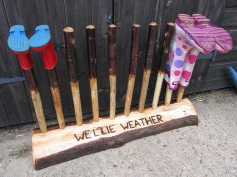 Welly Boot Rack - Arbtalk.co.uk | Discussion Forum for Arborists Diy Boot Rack, Boot Rack, Boot Storage, Mud Rooms, Garden Tool Storage, Wellies Boots, Outdoor Classroom, Wood Storage, Garage Storage