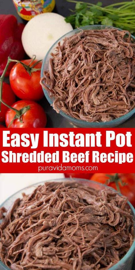 Can be used for a trillion things- nachos, tacos, soups and more. Easy and delicious instant pot shredded beef- with crockpot/slow cooker instructions. Instant Pot Shredded Beef, Shredded Beef Recipe, Shredded Beef Recipes, Crockpot Slow Cooker, Shredded Beef Tacos, Weekly Dinner, Best Instant Pot Recipe, Shredded Beef, Beef Recipe