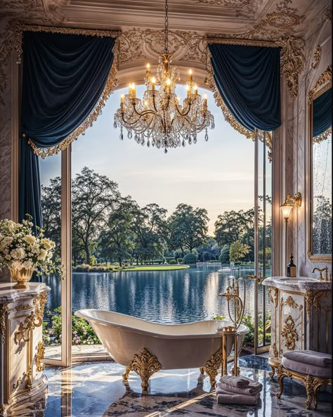 Royality ⚜️ French Mansion 🏯 French Mansion Interior, Aladdin Palace, Palace Bathroom, French Villa Interior, Ranch Bathroom, The Palm Dubai, French Mansion, Palace Architecture, French Villa