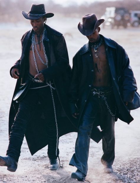 Goth Cowboy Aesthetic Men, High Fashion Cowboy, All Black Cowboy Outfit, Cowboy Jacket Outfit, Modern Cowboy Outfit, Black Cowboy Aesthetic, Cowboy Boot Outfits Mens, Voodoo Fashion, Cowboy Aesthetic Outfit