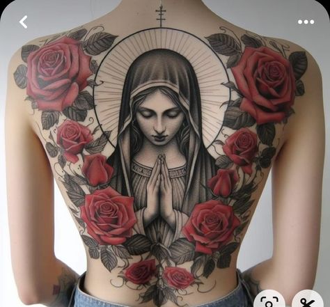 Virgen Back Tattoo, Virgin Mary Drawing Tattoo, Virgin Mary Back Tattoo Women, Centenario Tattoo, Virgin Mary Back Tattoo, Holy Mary Tattoo, Mary Back Tattoo, Colored Tattoos For Women, Virgen Mary Tattoo